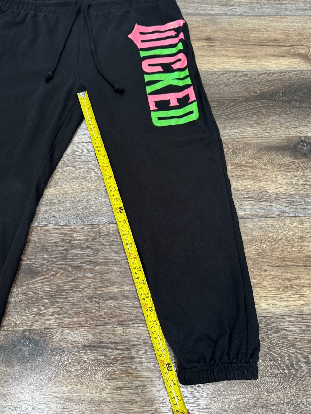 Wicked Women's Graphic Jogger Sweatpants in Black Size XXL with Glitter Shimmer - Picture 8 of 9